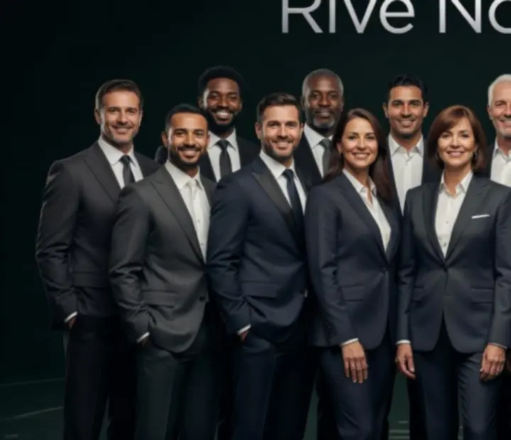 Portrait d’un membre de l’équipe Rive Noble dans une ambiance lumineuse noire et verte.